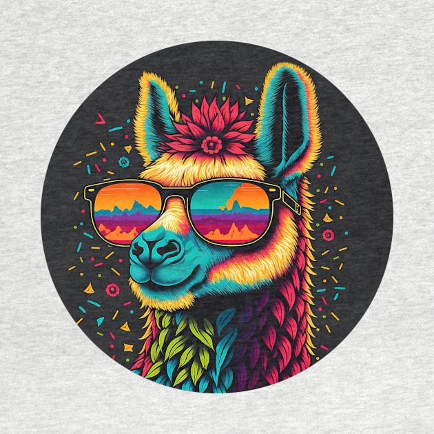 Chilled-Out Llama with Colorful Shades by ceemyvision